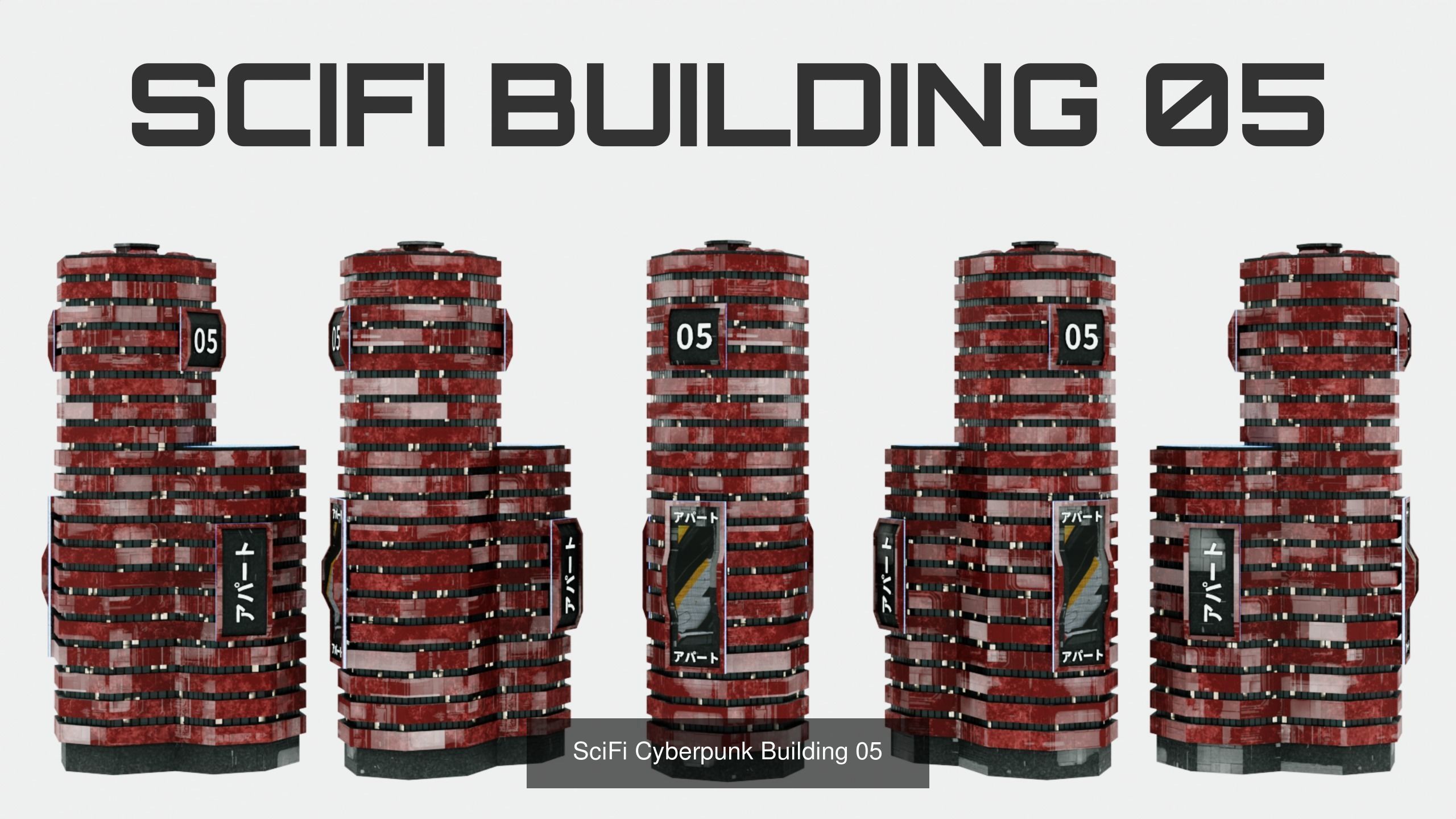 SciFi Buildings Assetpack - 10 buildings 3D Model Collection_5