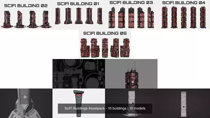 SciFi Buildings Assetpack - 10 buildings