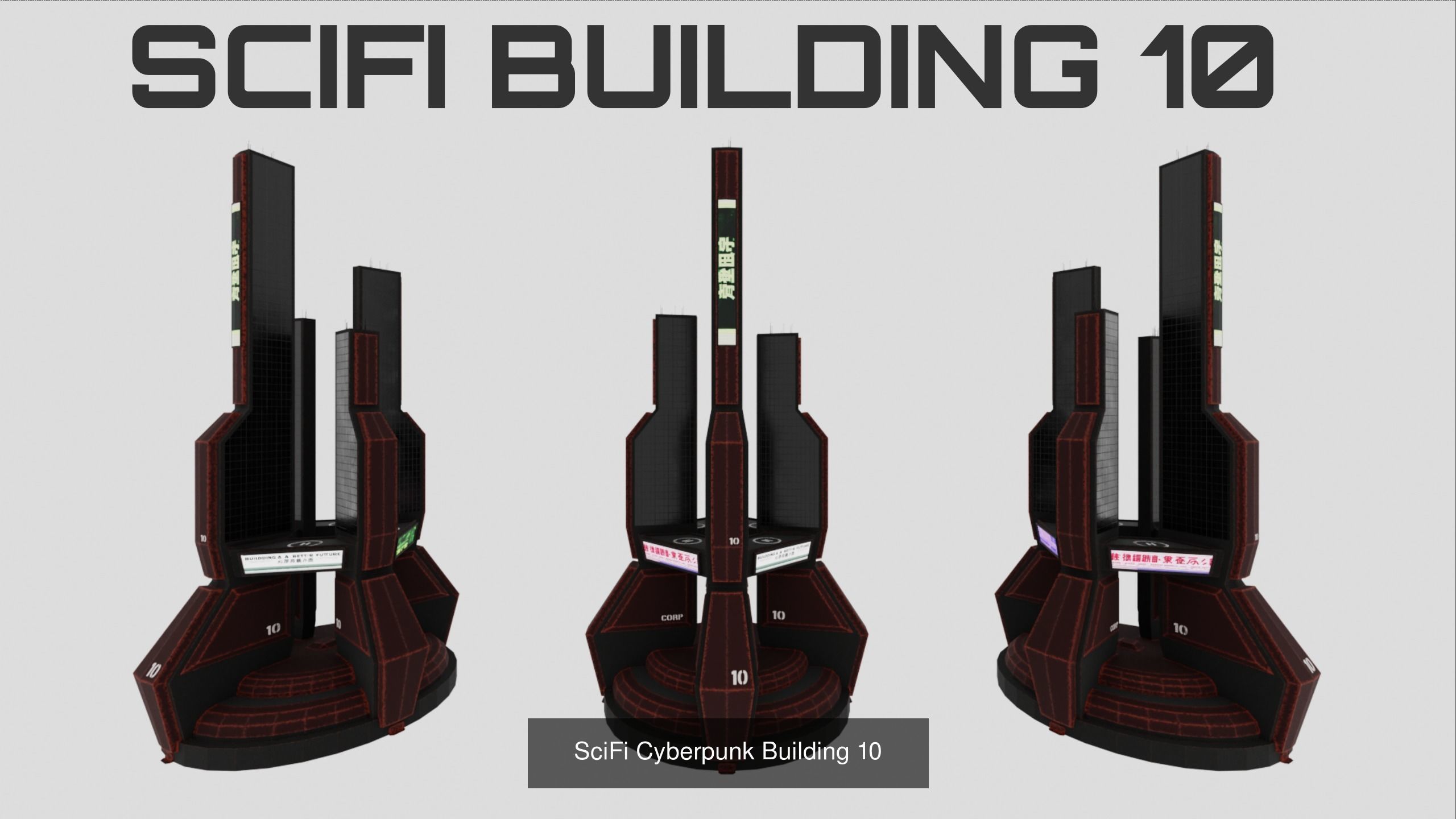 SciFi Buildings Assetpack - 10 buildings 3D Model Collection_10