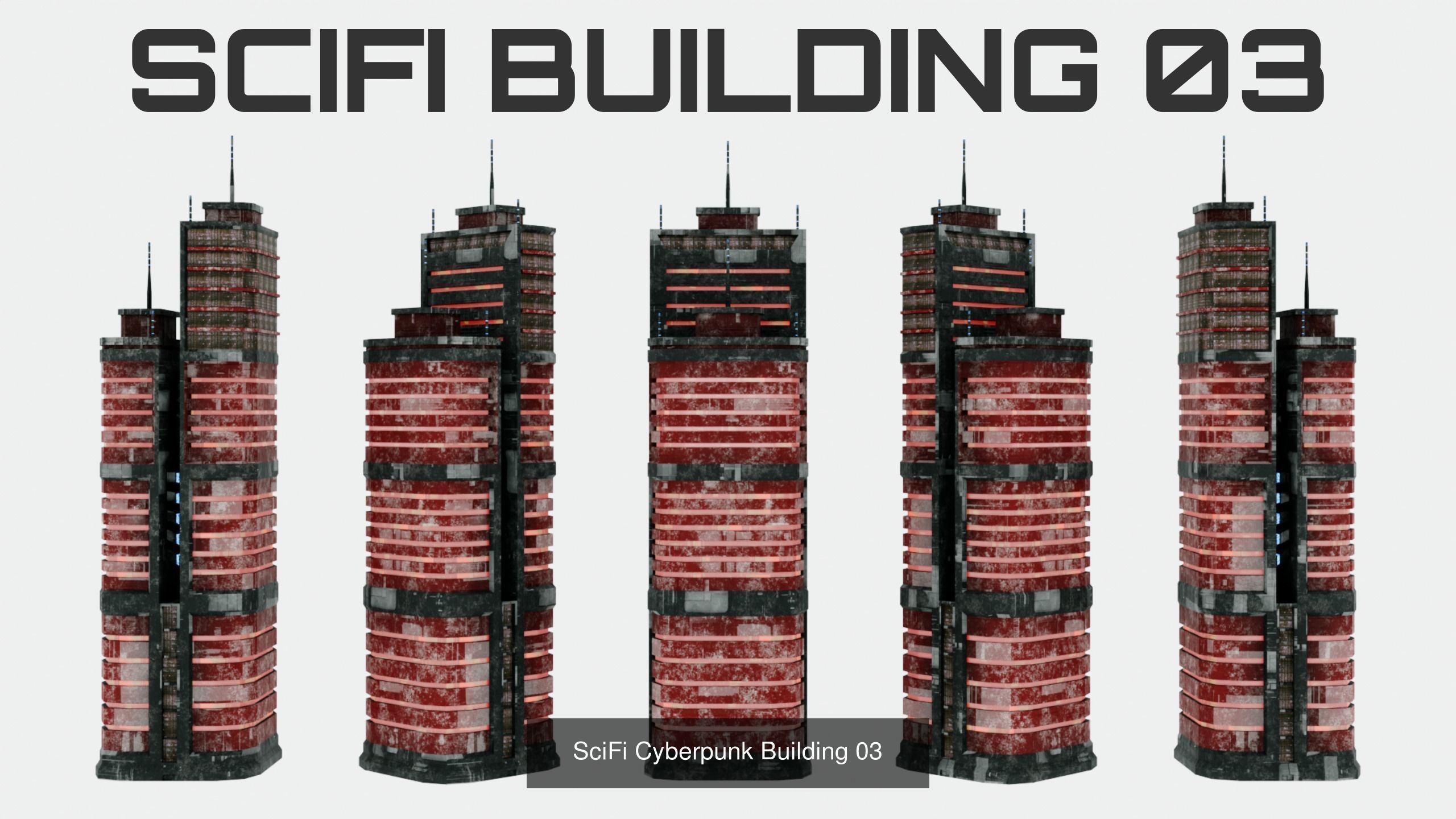 SciFi Buildings Assetpack - 10 buildings 3D Model Collection_3