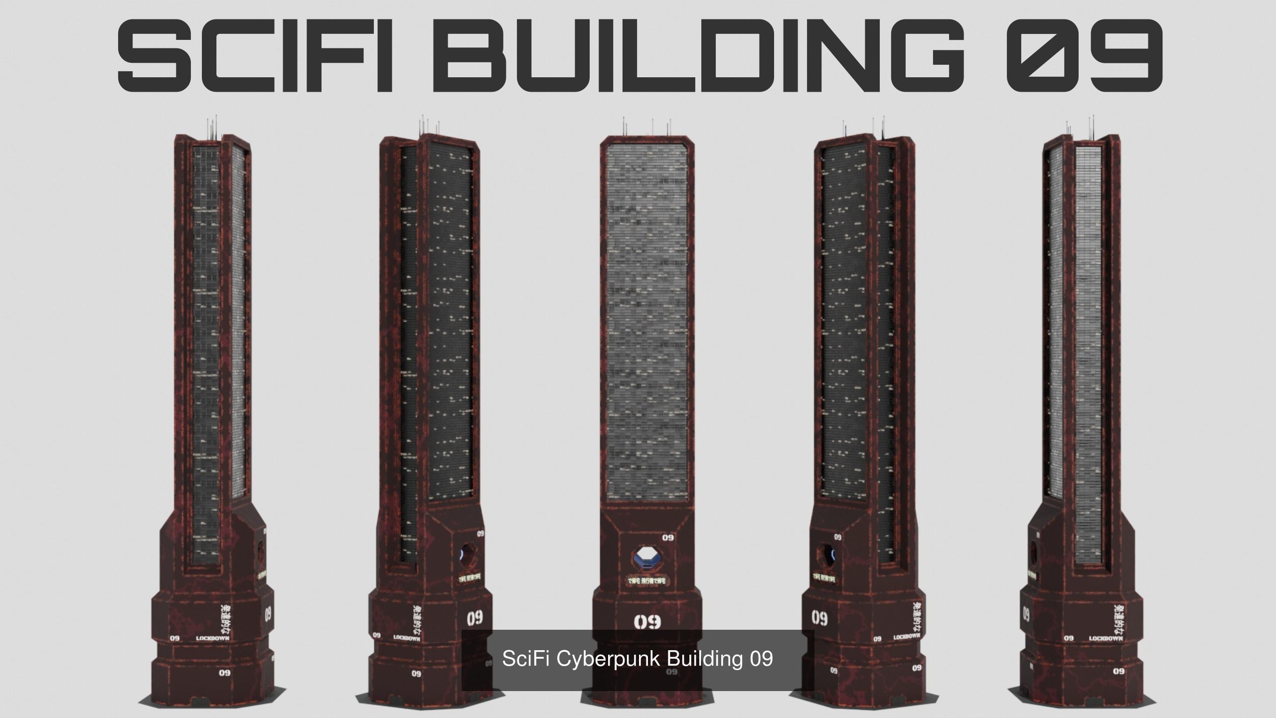 SciFi Buildings Assetpack - 10 buildings 3D Model Collection_9