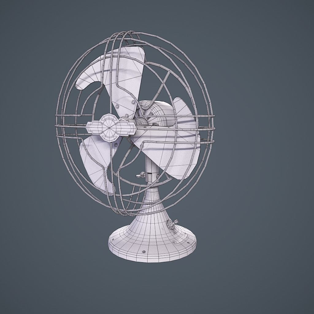 Old Vintage Fan Animated Low-poly 3D model_20
