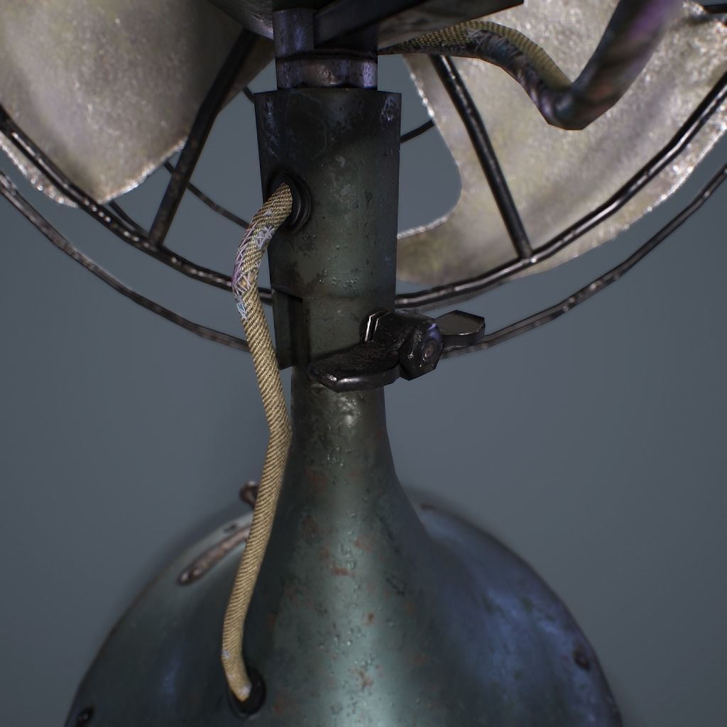 Old Vintage Fan Animated Low-poly 3D model_9