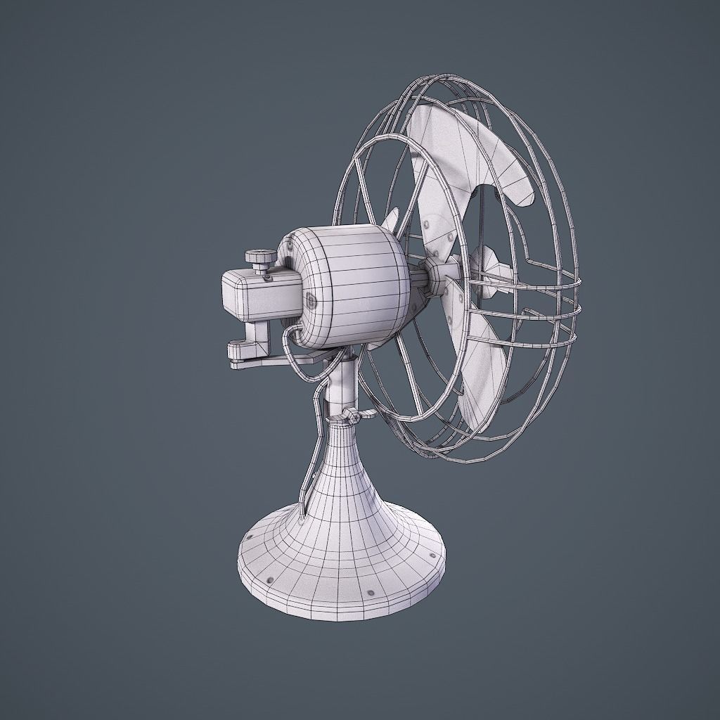Old Vintage Fan Animated Low-poly 3D model_21