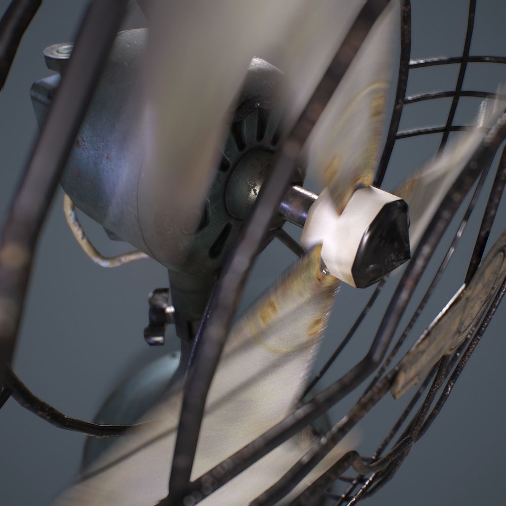 Old Vintage Fan Animated Low-poly 3D model_14