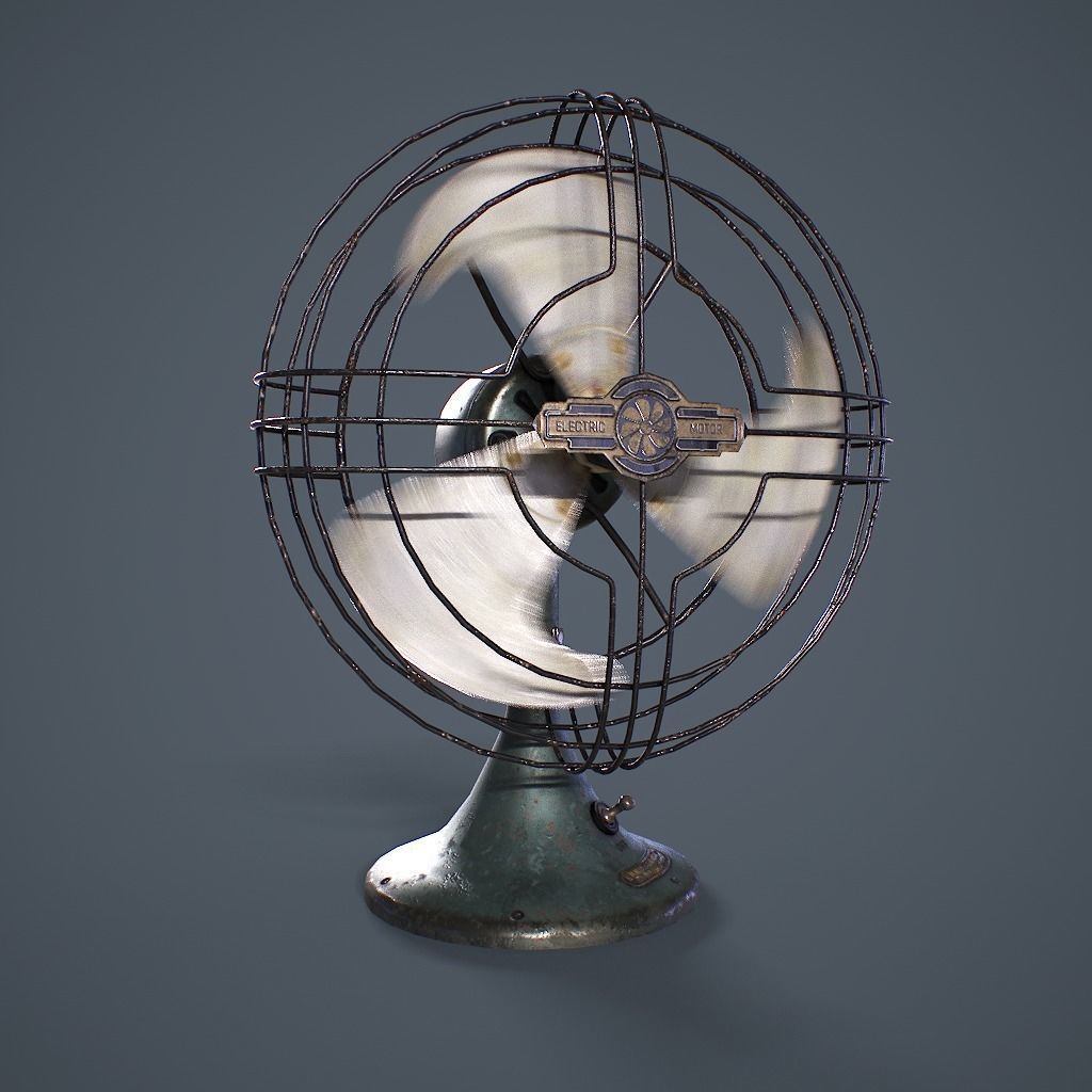 Old Vintage Fan Animated Low-poly 3D model_12