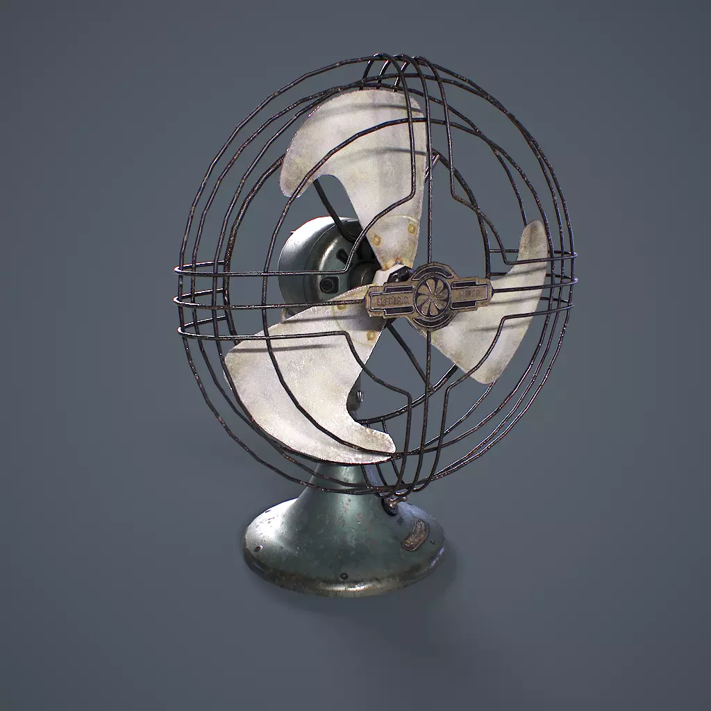 Old Vintage Fan Animated Low-poly 3D model_0