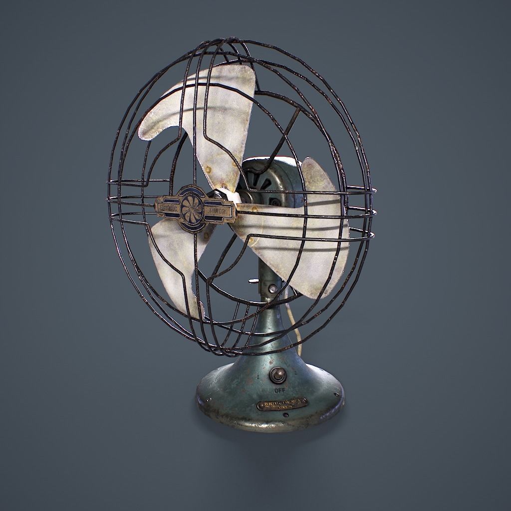 Old Vintage Fan Animated Low-poly 3D model_2