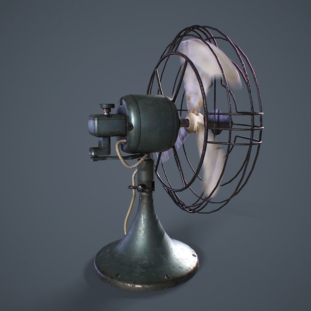 Old Vintage Fan Animated Low-poly 3D model_13