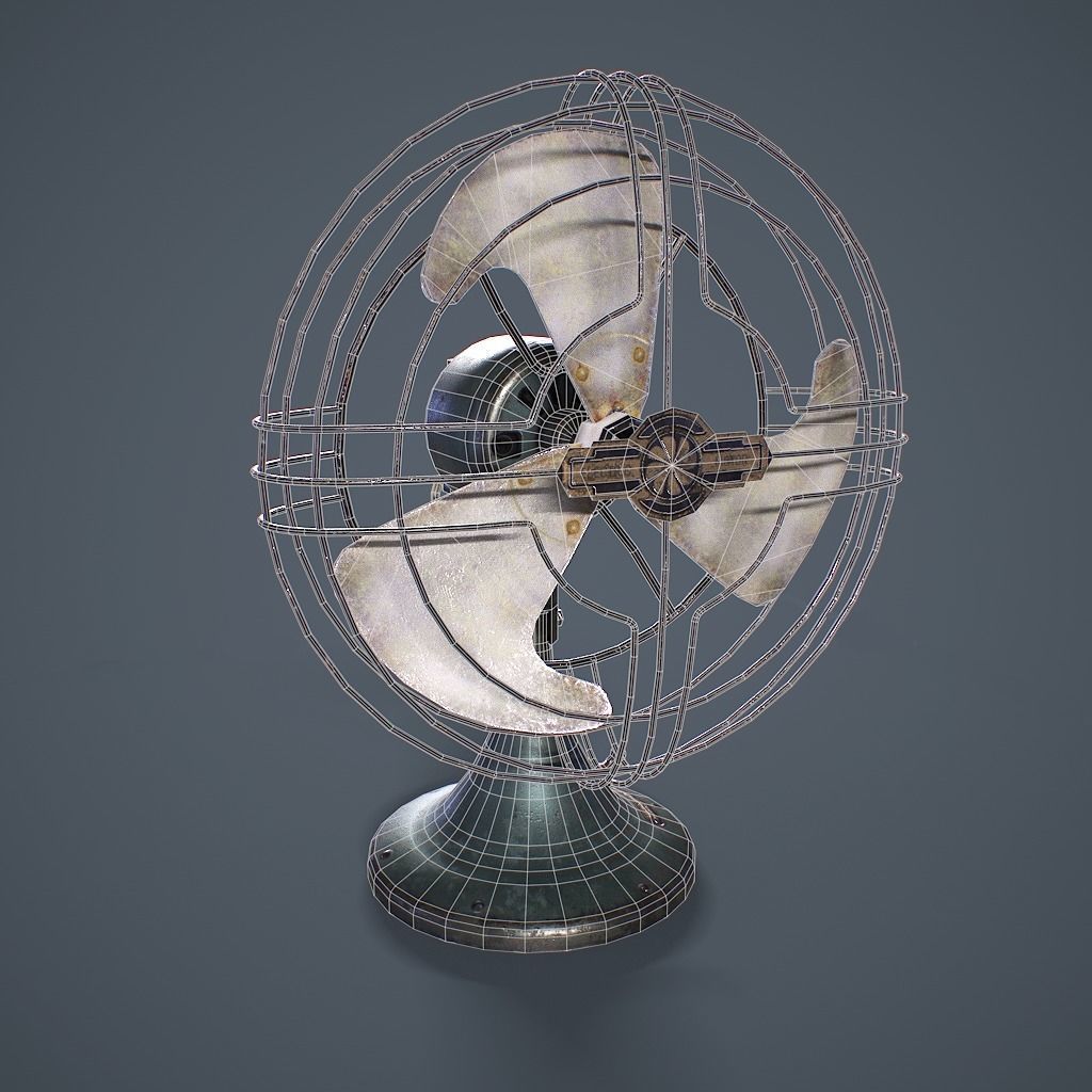 Old Vintage Fan Animated Low-poly 3D model_15