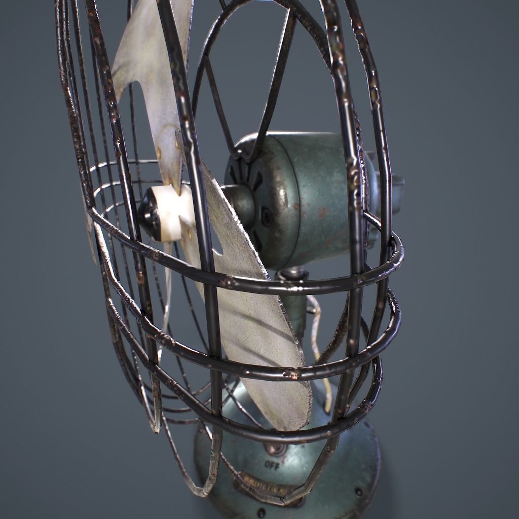 Old Vintage Fan Animated Low-poly 3D model_6