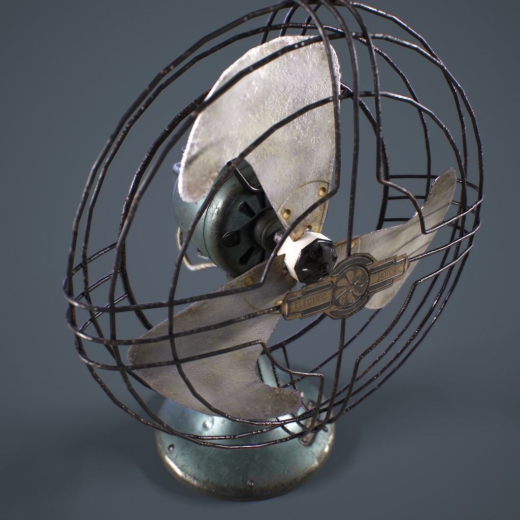 Old Vintage Fan Animated Low-poly 3D model_5