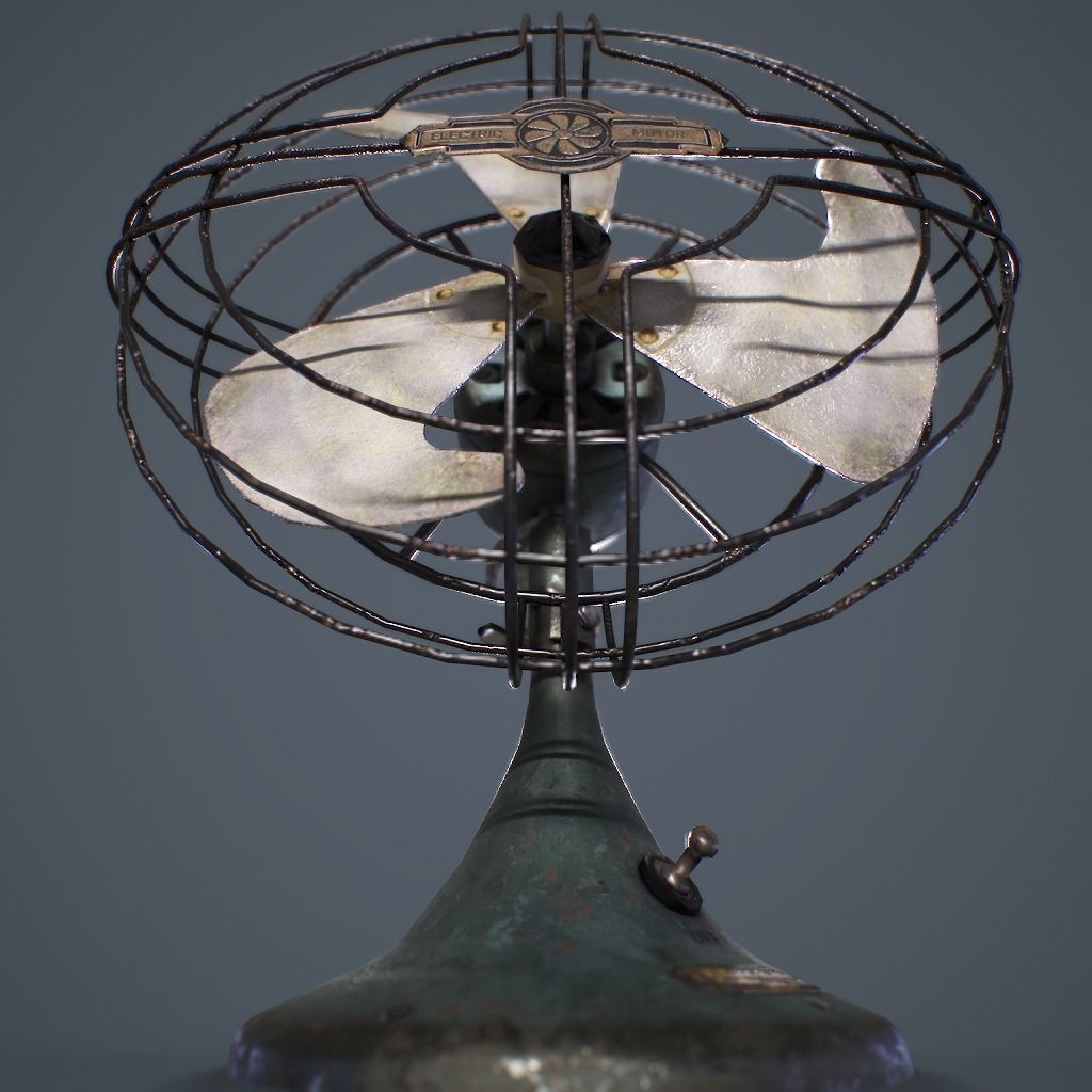 Old Vintage Fan Animated Low-poly 3D model_11