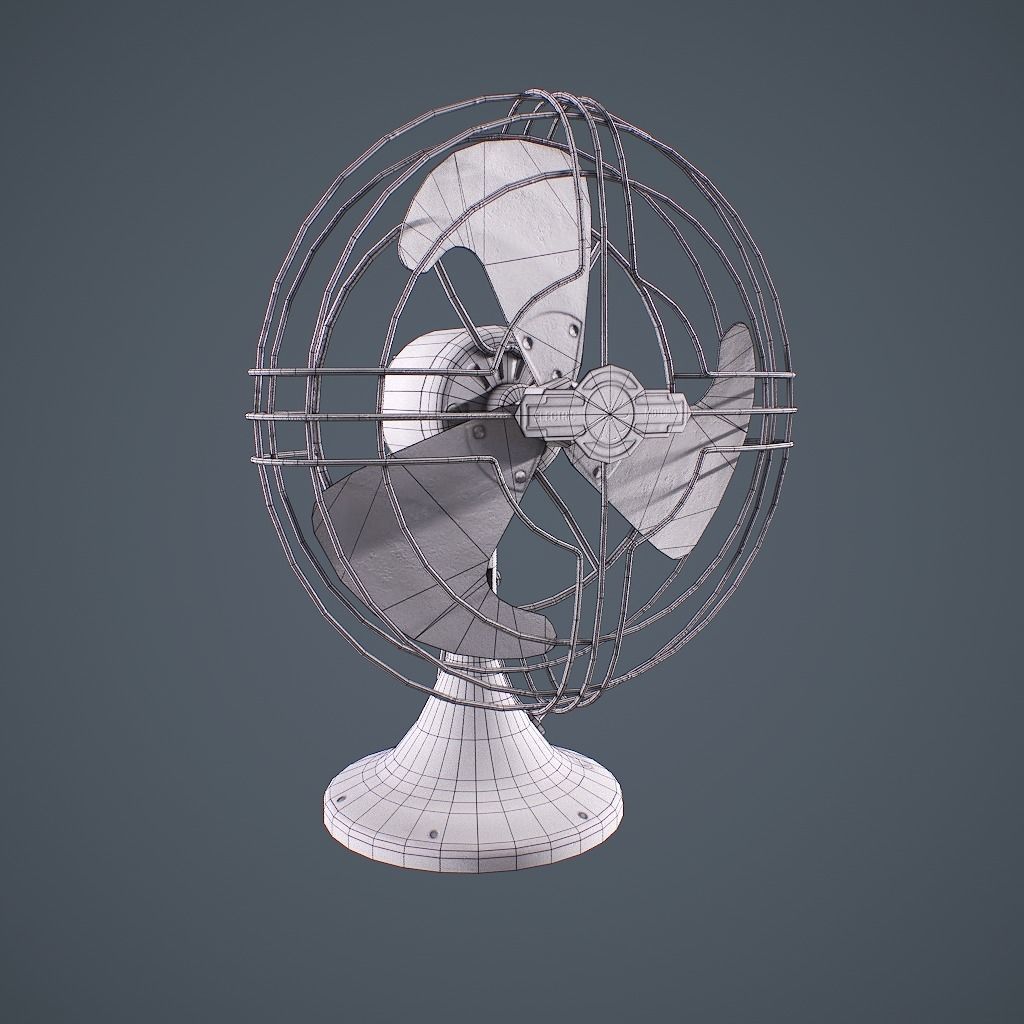 Old Vintage Fan Animated Low-poly 3D model_19