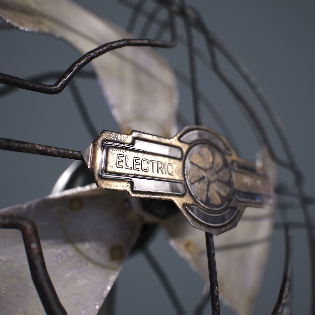 Old Vintage Fan Animated Low-poly 3D model_7