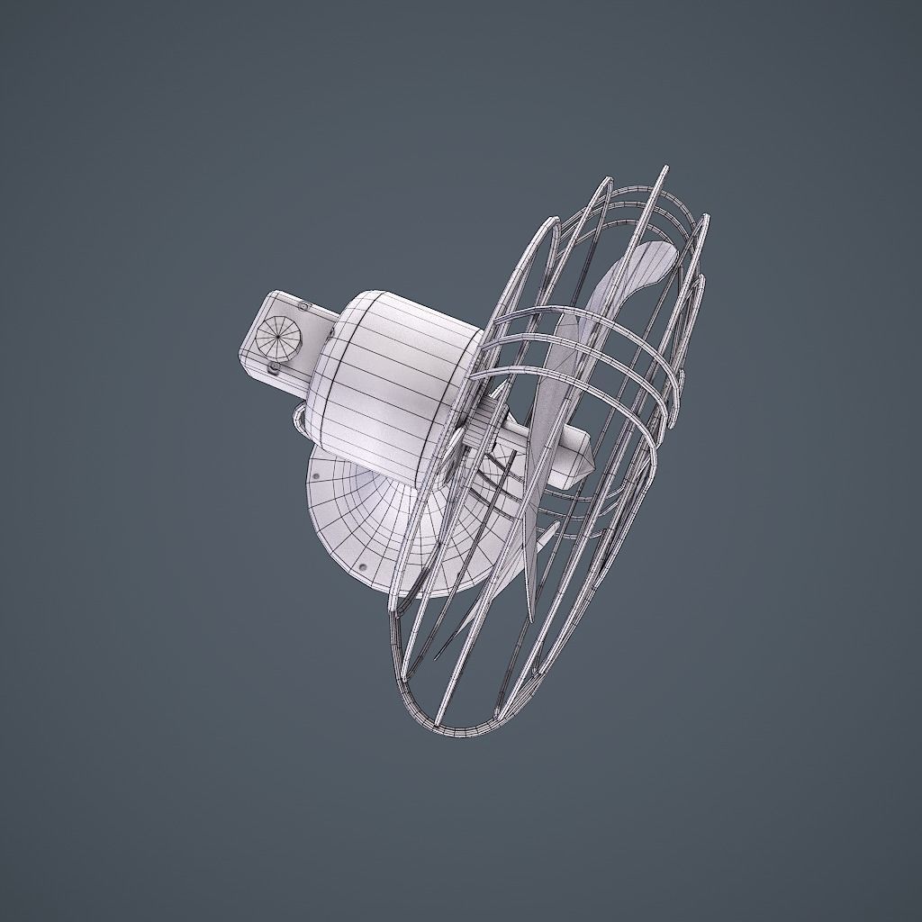 Old Vintage Fan Animated Low-poly 3D model_25