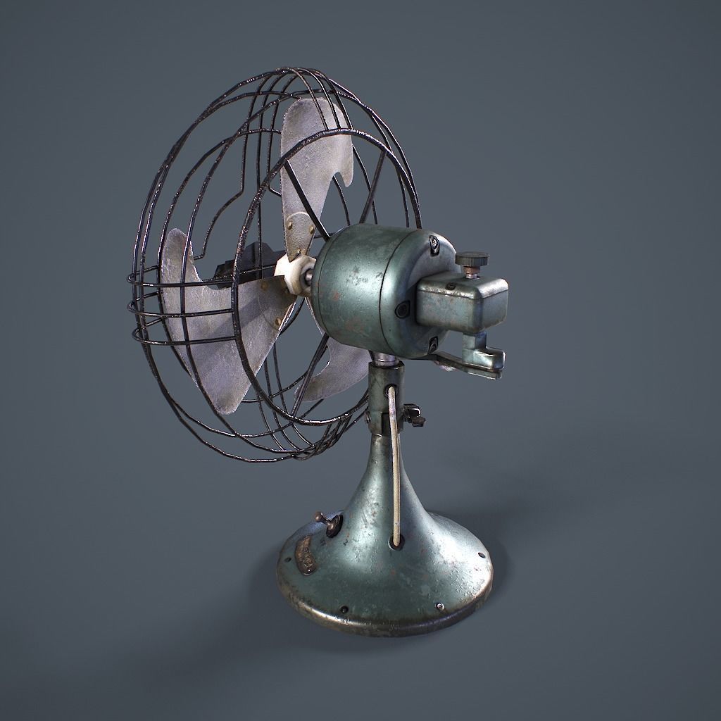 Old Vintage Fan Animated Low-poly 3D model_4