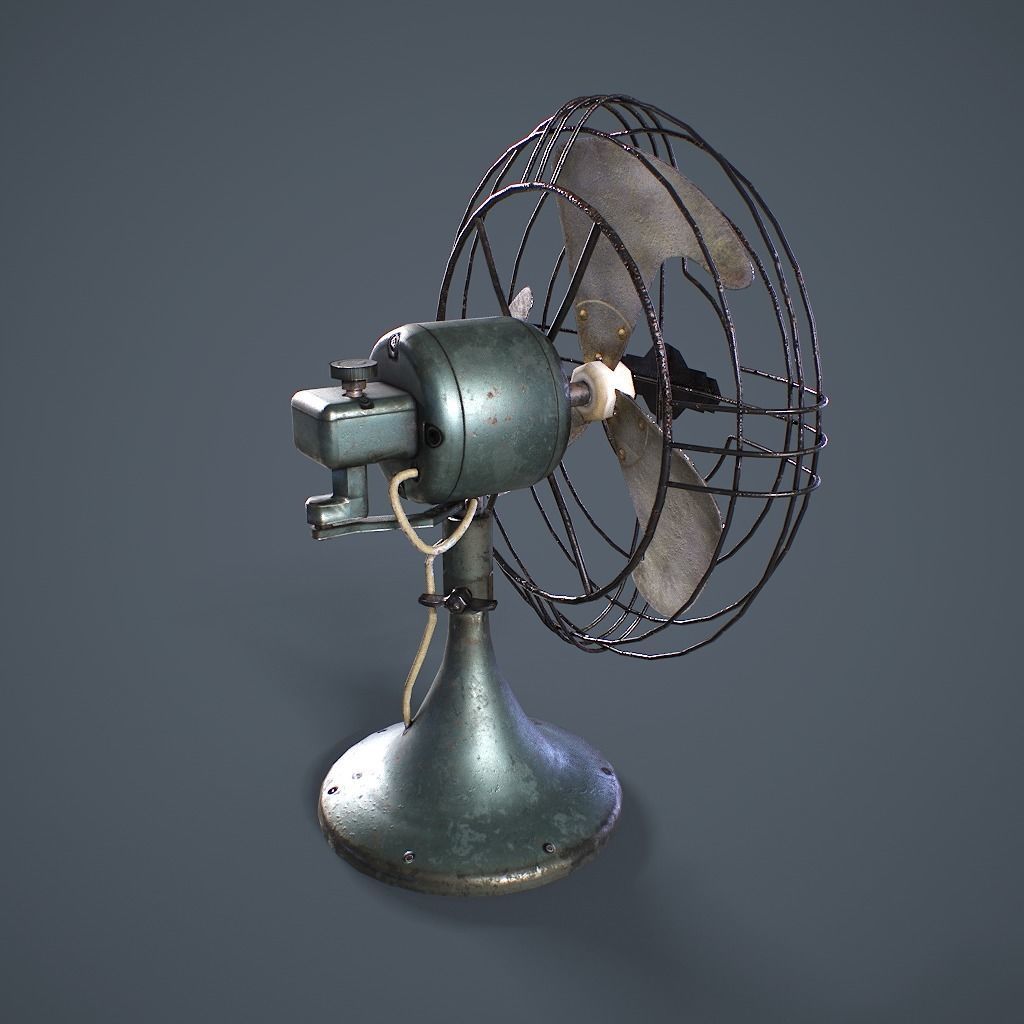Old Vintage Fan Animated Low-poly 3D model_3