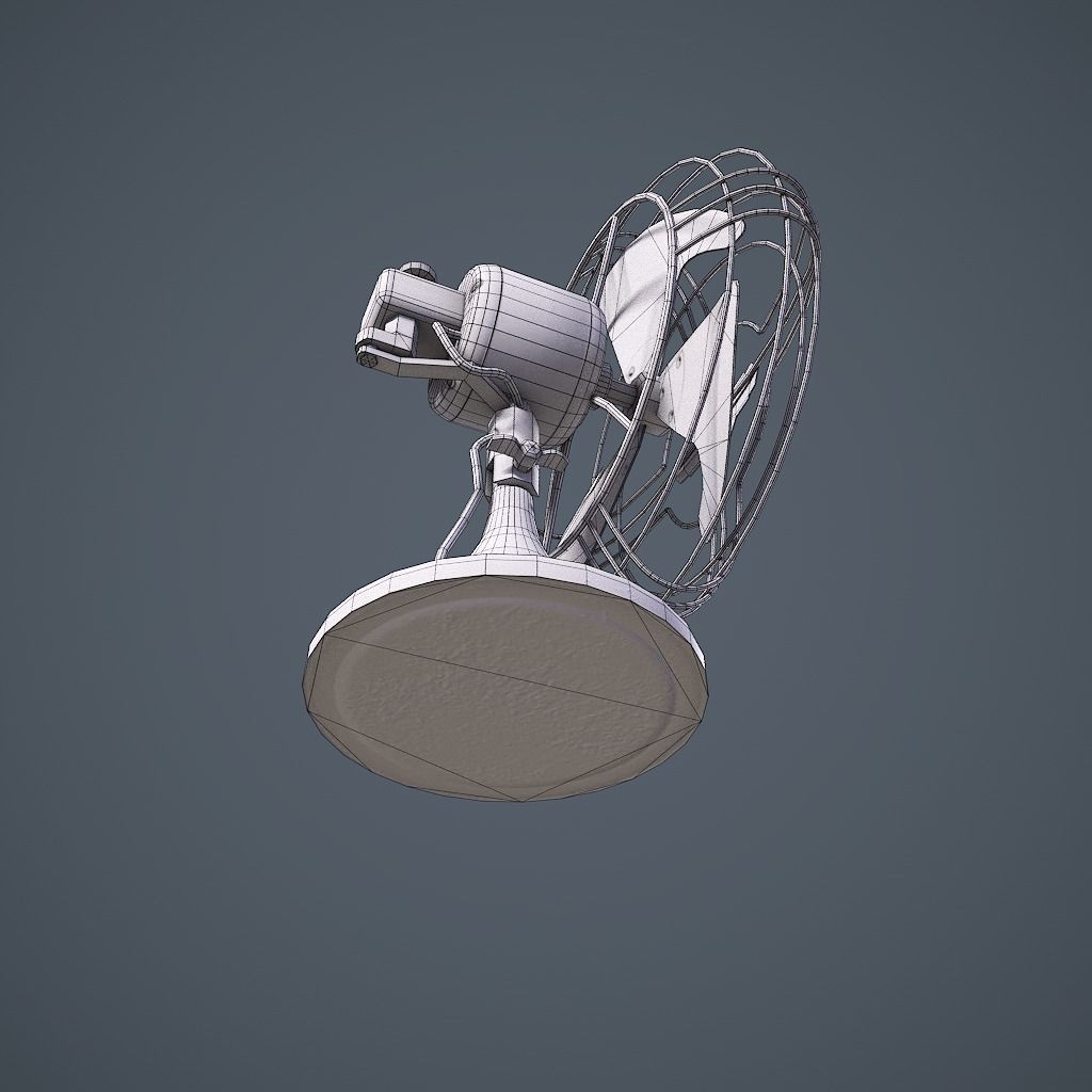 Old Vintage Fan Animated Low-poly 3D model_23