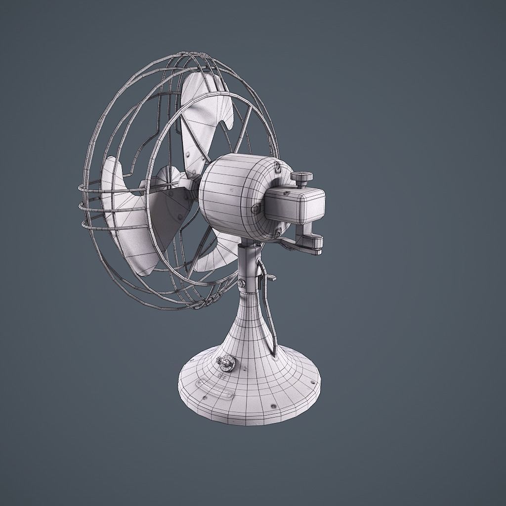 Old Vintage Fan Animated Low-poly 3D model_22