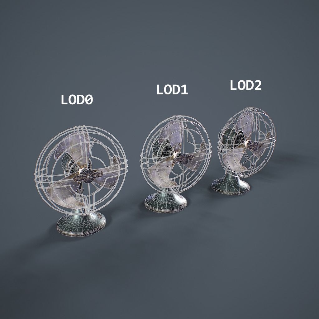 Old Vintage Fan Animated Low-poly 3D model_18