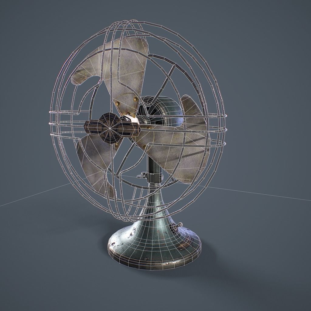 Old Vintage Fan Animated Low-poly 3D model_17