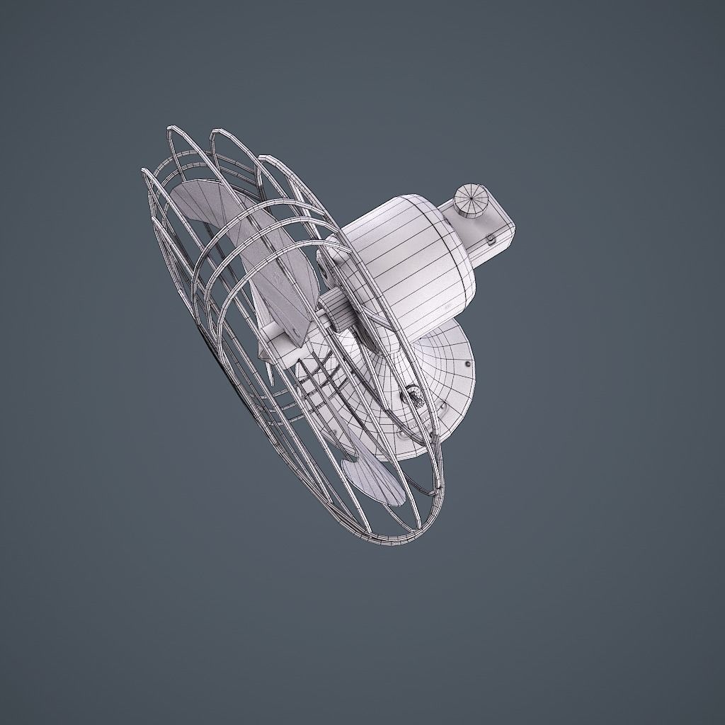 Old Vintage Fan Animated Low-poly 3D model_26