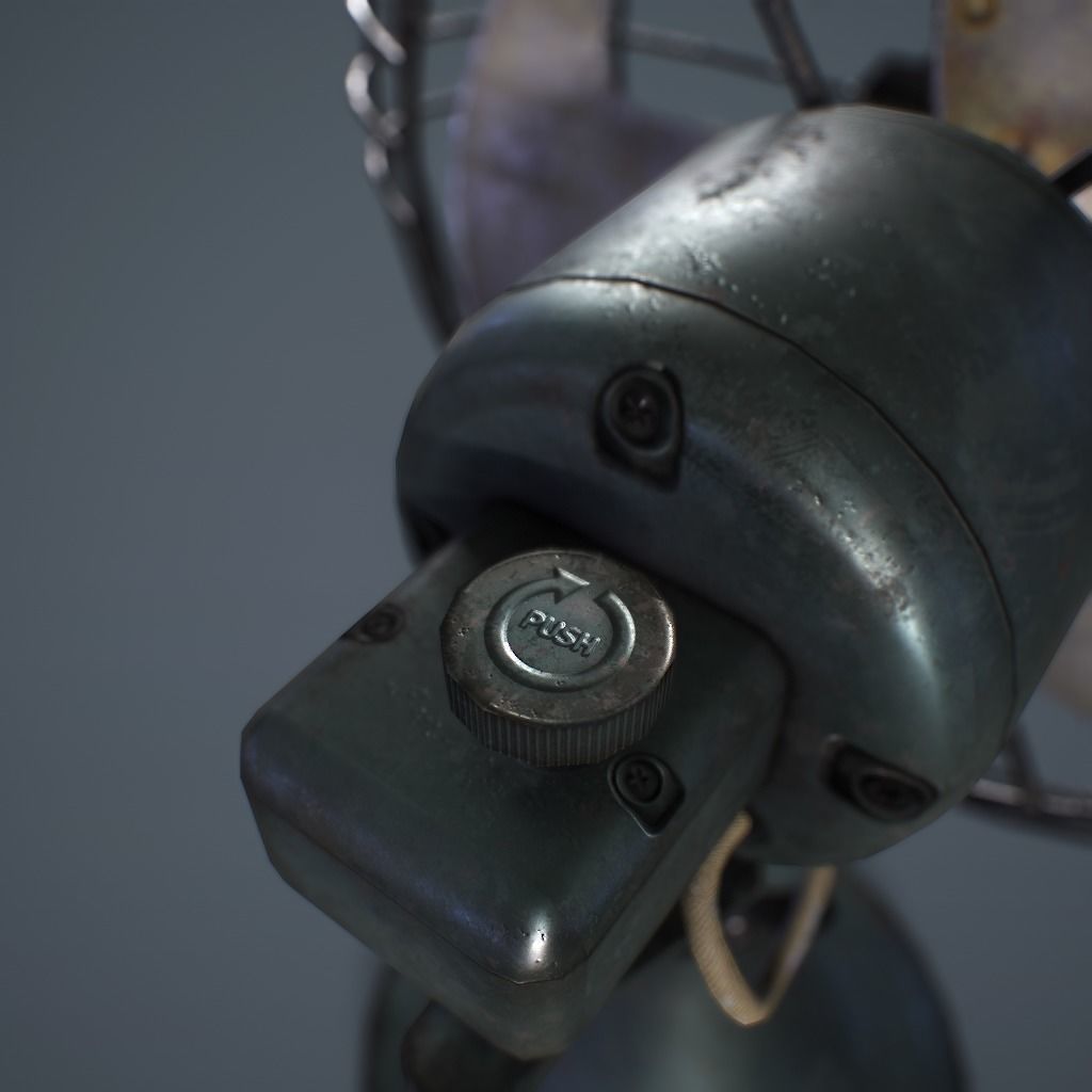 Old Vintage Fan Animated Low-poly 3D model_8