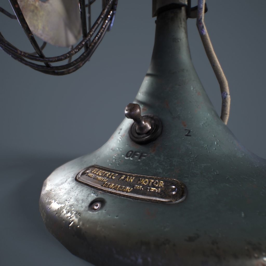 Old Vintage Fan Animated Low-poly 3D model_10