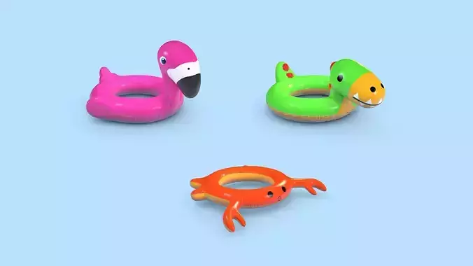 Pool Toys Low-poly 3D model