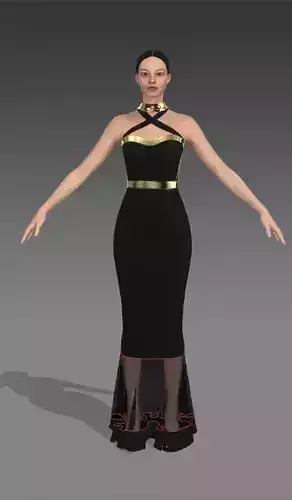 Dress cross strap metalic detail Low-poly 3D model