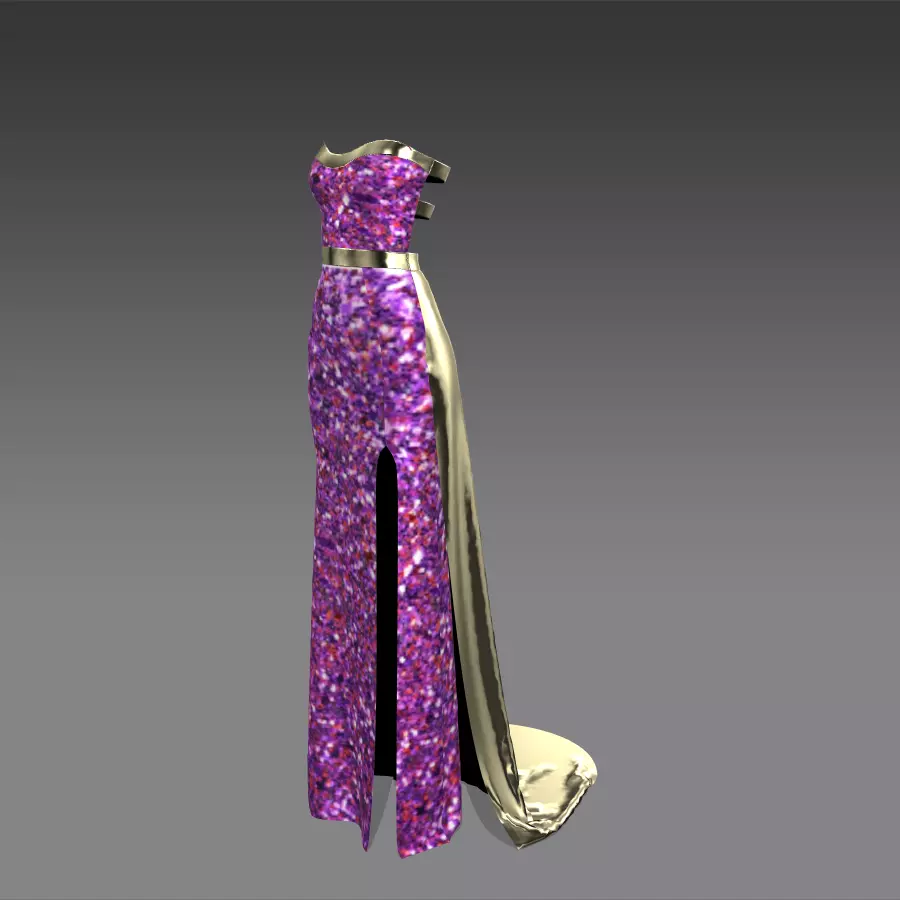 Purple heart shaped dress slit Low-poly 3D model