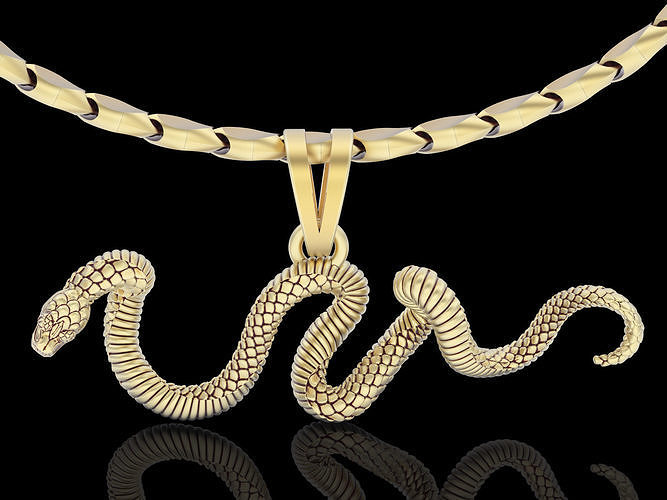 snake pendant silver gold jewelry printable 3D model 3D print model