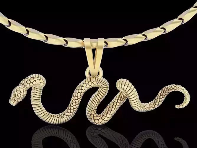 snake pendant silver gold jewelry printable 3D model