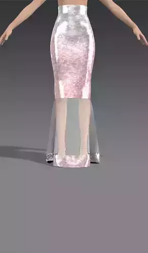 Skirt fish tail glitter silk satin  Low-poly 3D model