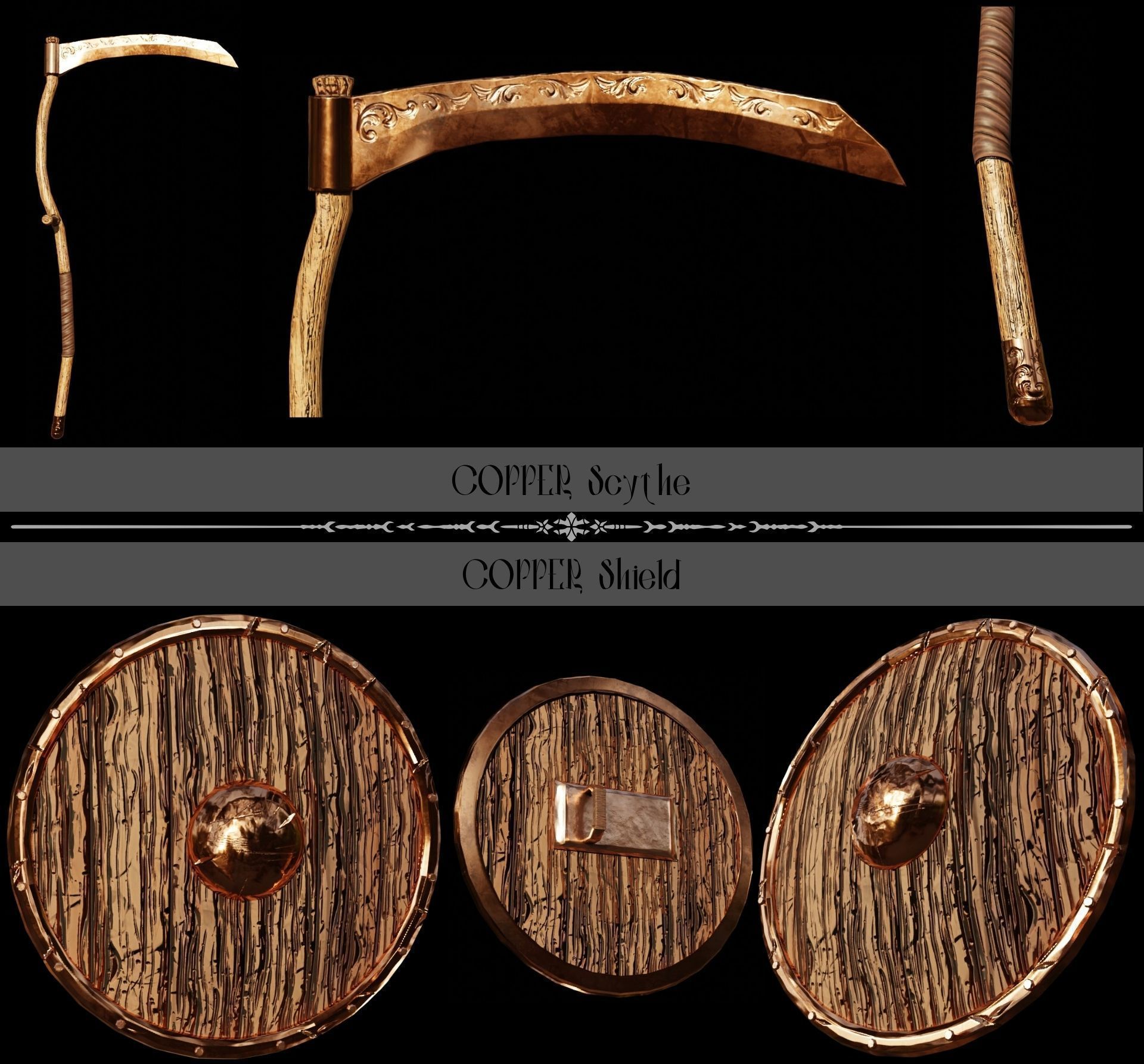 Medieval Weapon Colection Low-poly 3D model_4