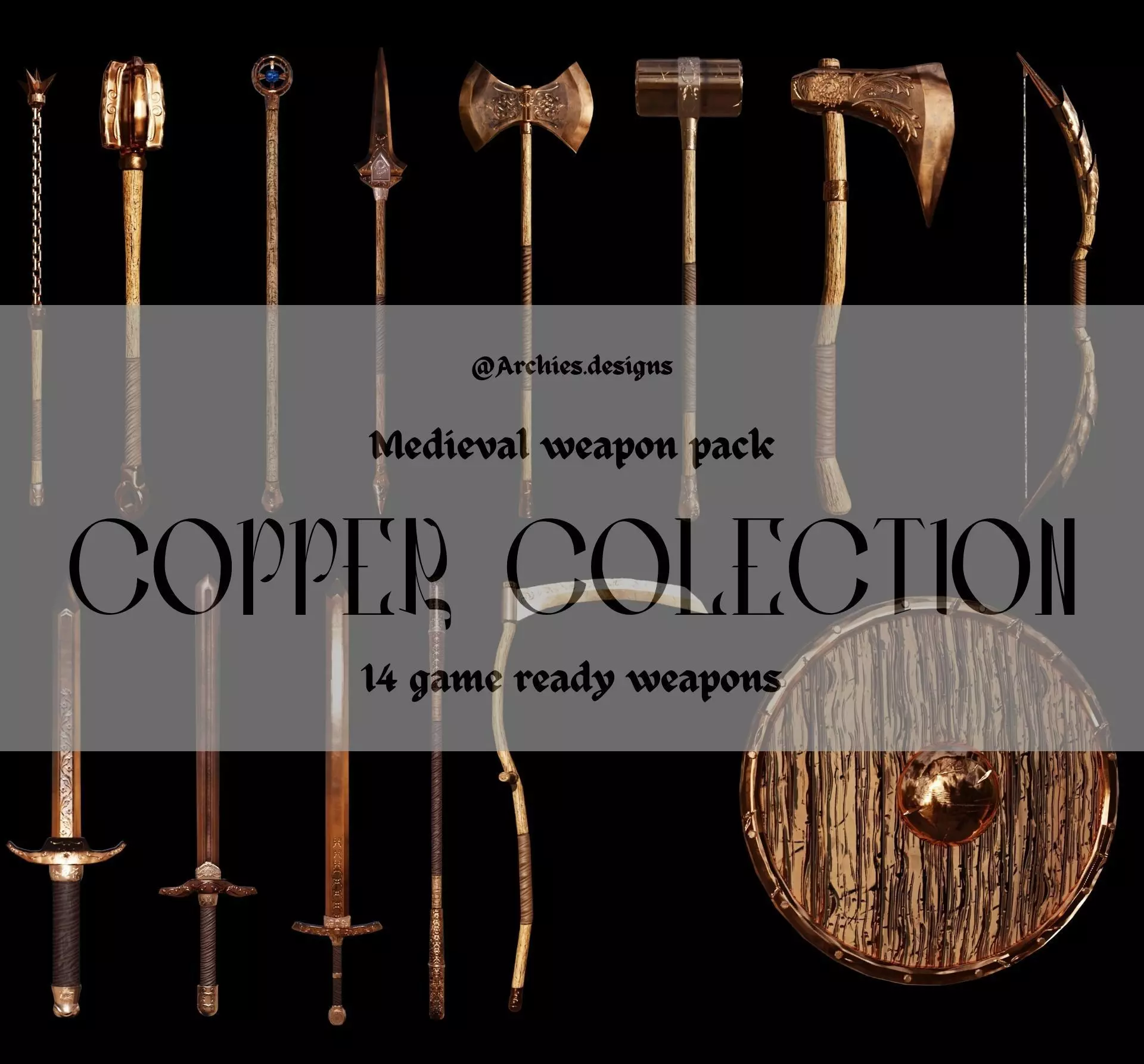 Medieval Weapon Colection Low-poly 3D model_0