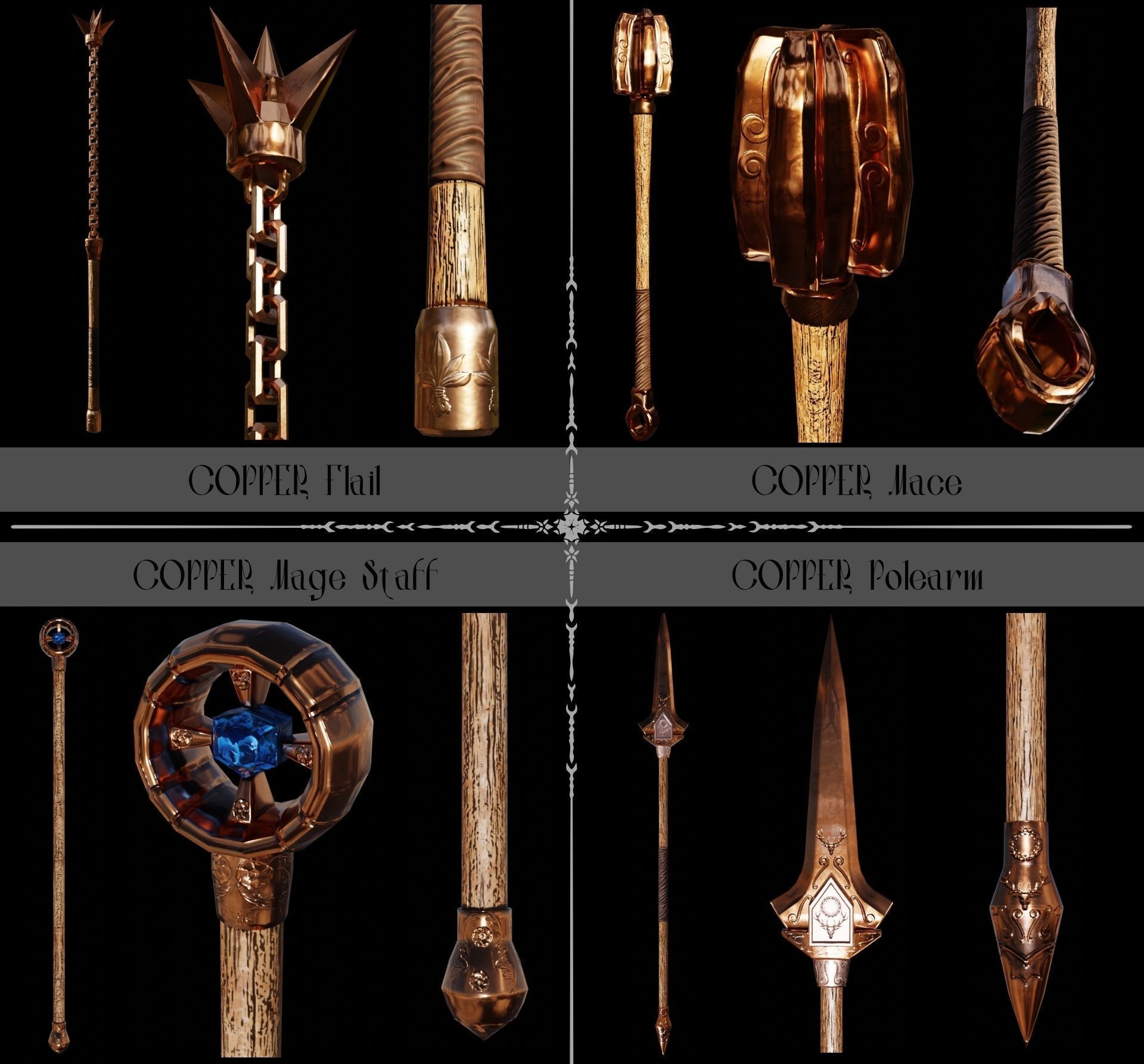 Medieval Weapon Colection Low-poly 3D model_1