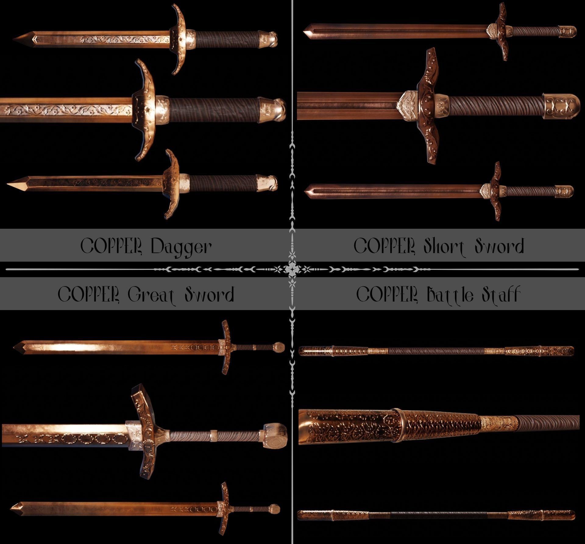 Medieval Weapon Colection Low-poly 3D model_3