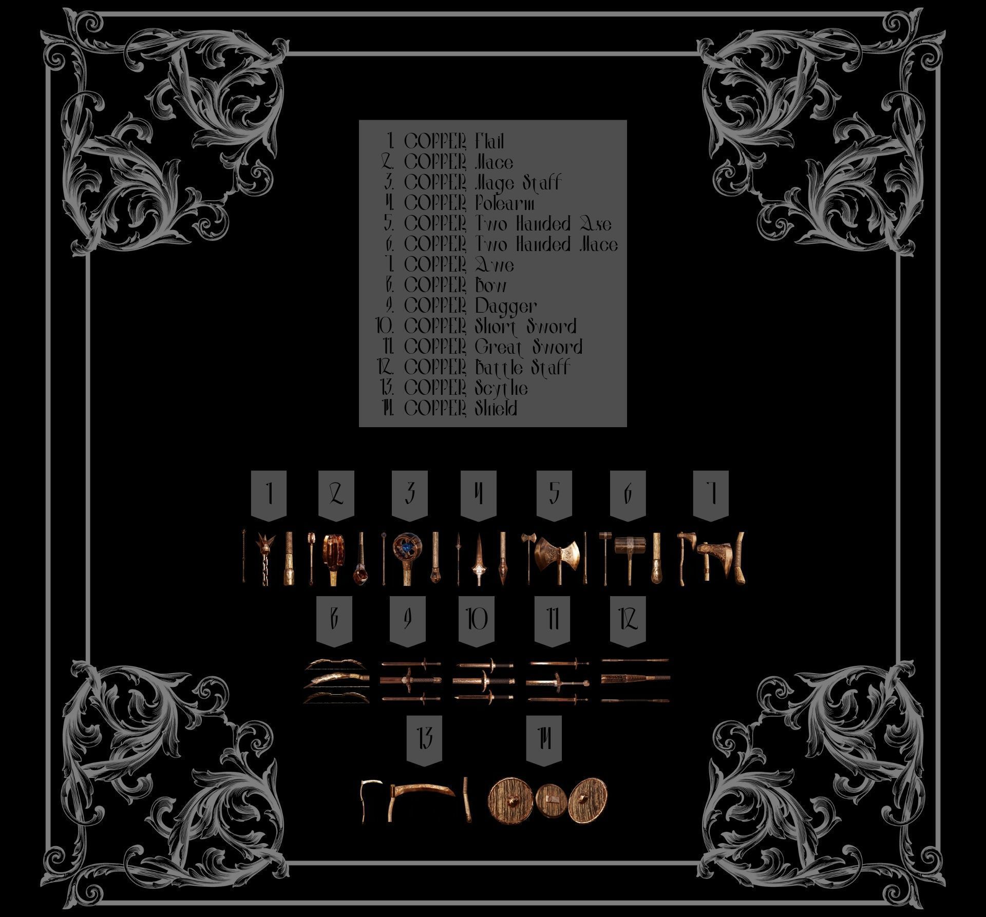 Medieval Weapon Colection Low-poly 3D model_5