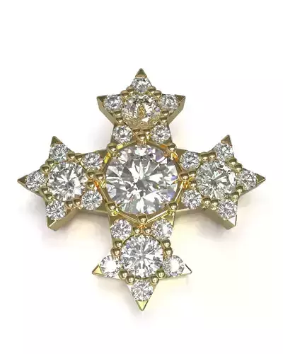 Star shape cross pendant with gems