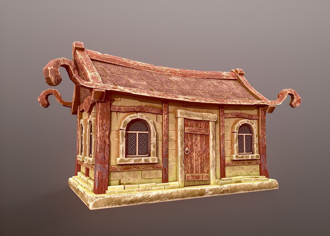 Stylized Medieval House Low-poly 3D model_1