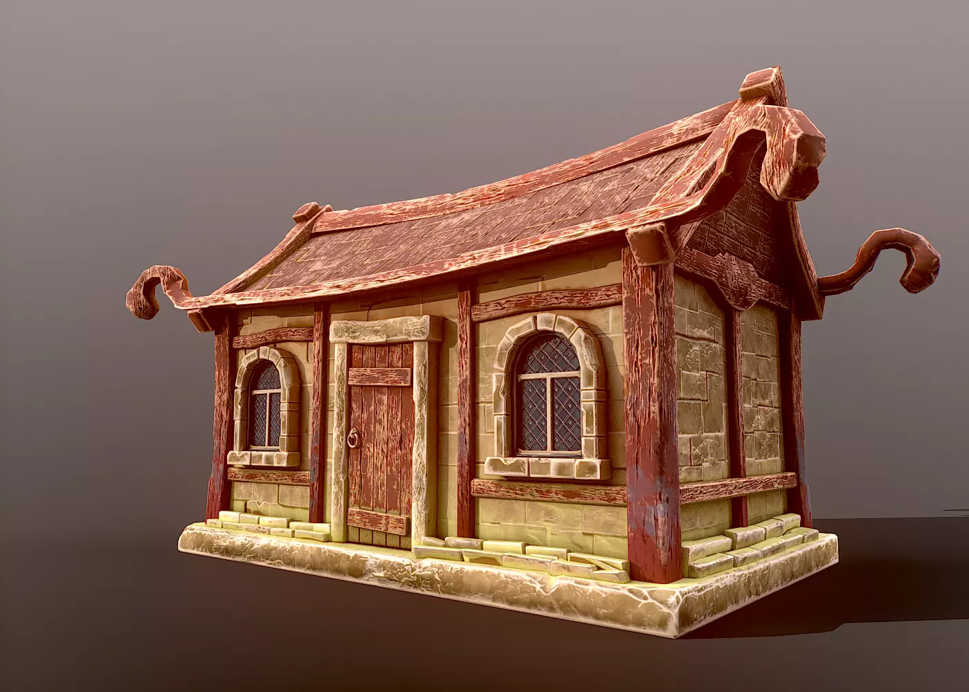 Stylized Medieval House Low-poly 3D model_0