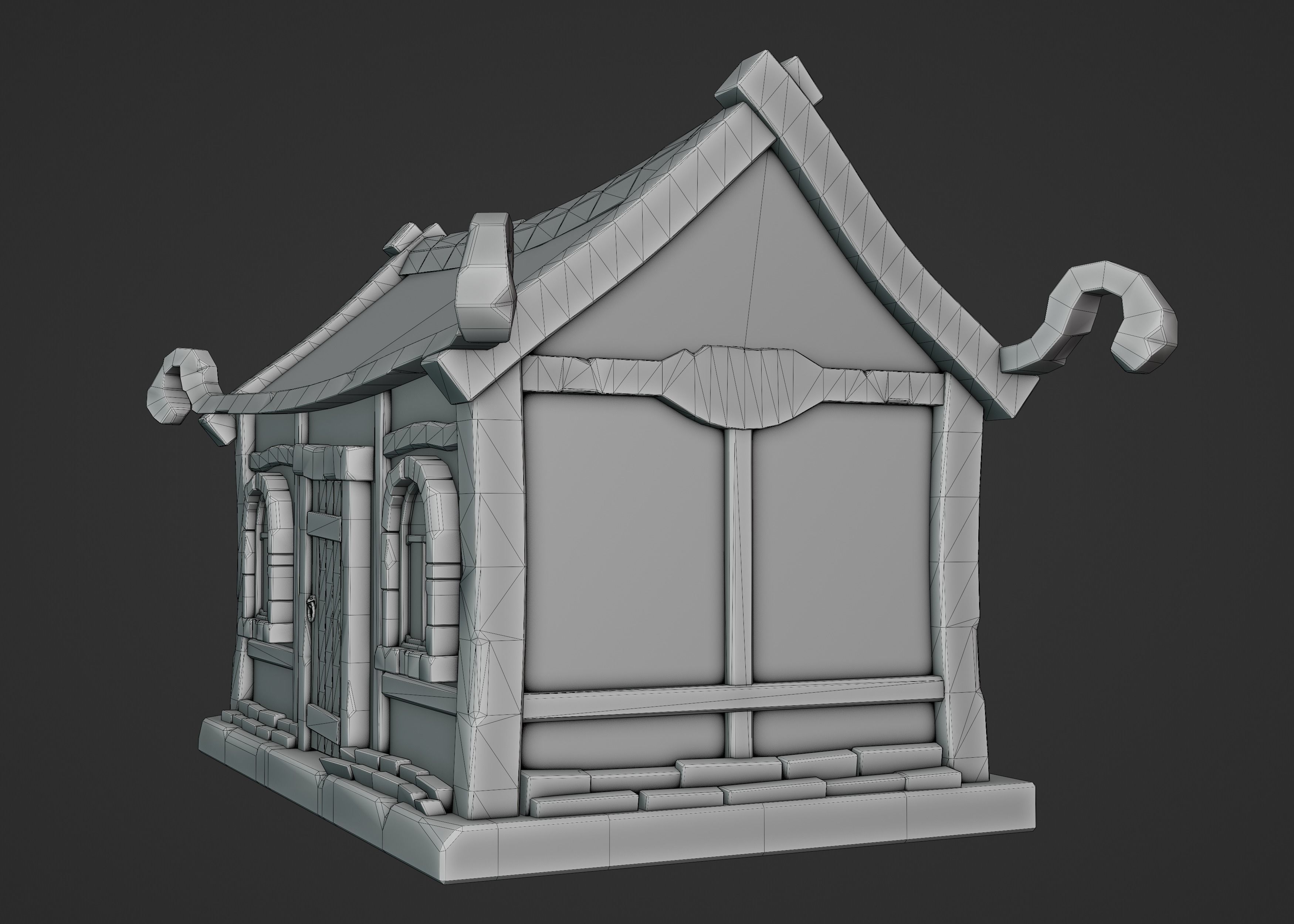 Stylized Medieval House Low-poly 3D model_11