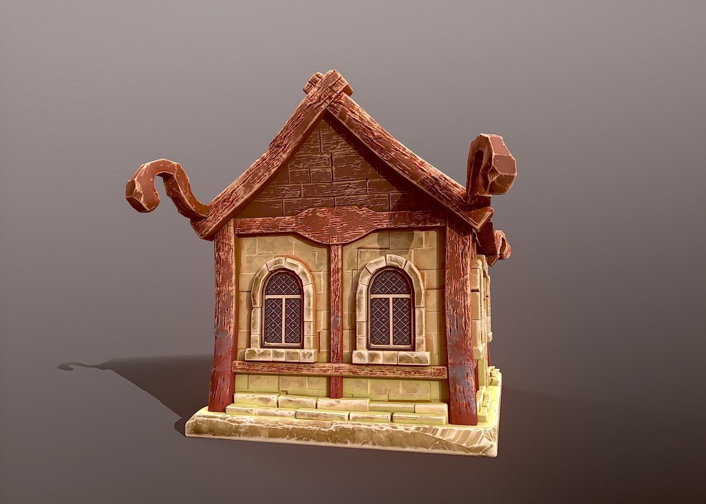 Stylized Medieval House Low-poly 3D model_4