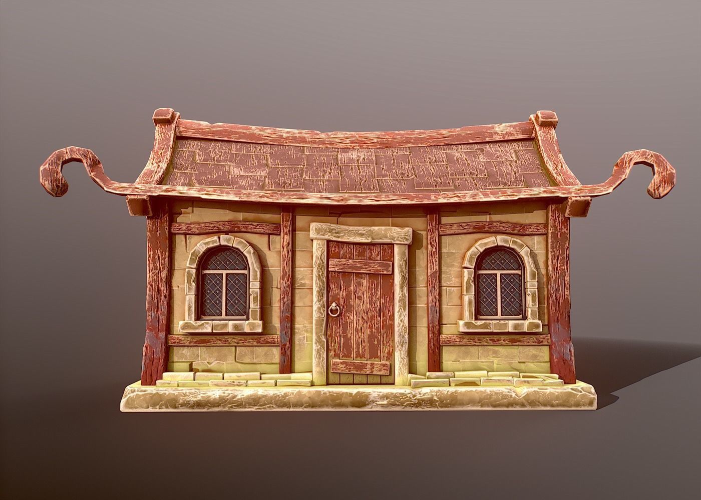 Stylized Medieval House Low-poly 3D model_3