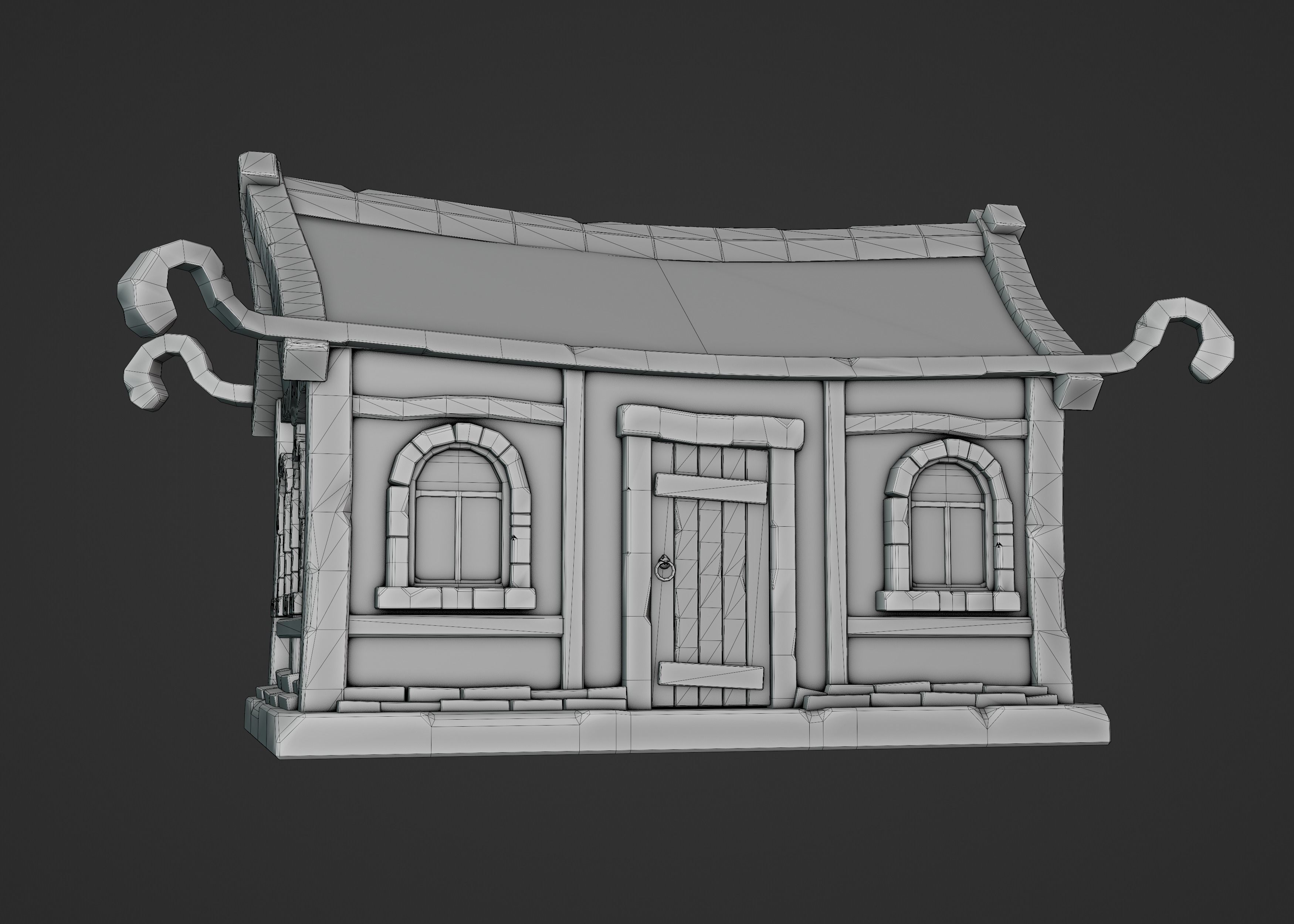 Stylized Medieval House Low-poly 3D model_12