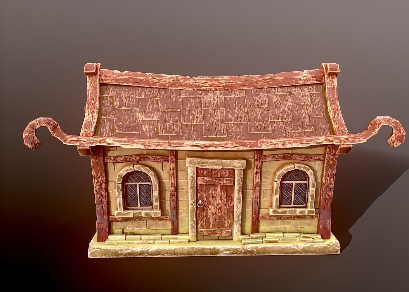 Stylized Medieval House Low-poly 3D model_2