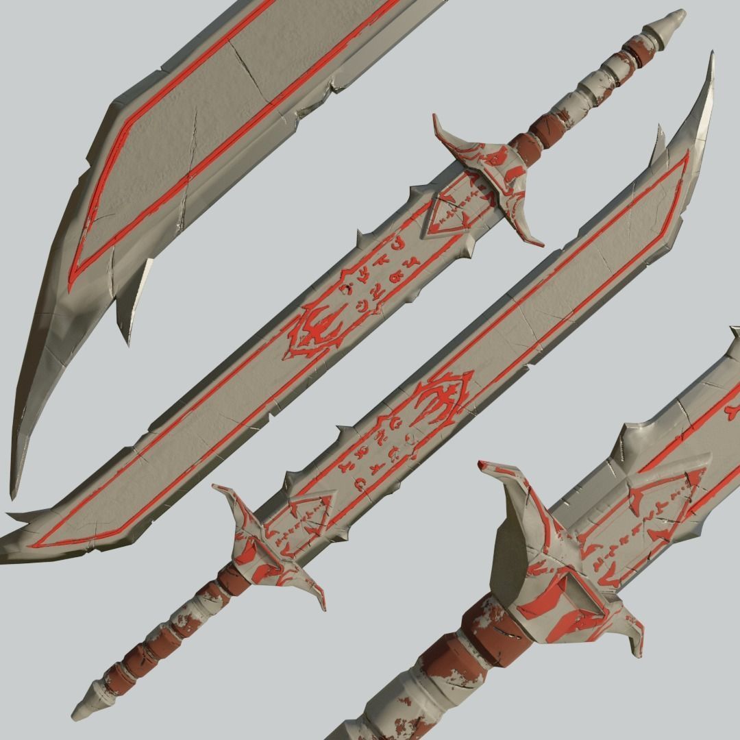 Dragon Style Sword Low-poly 3D model_4