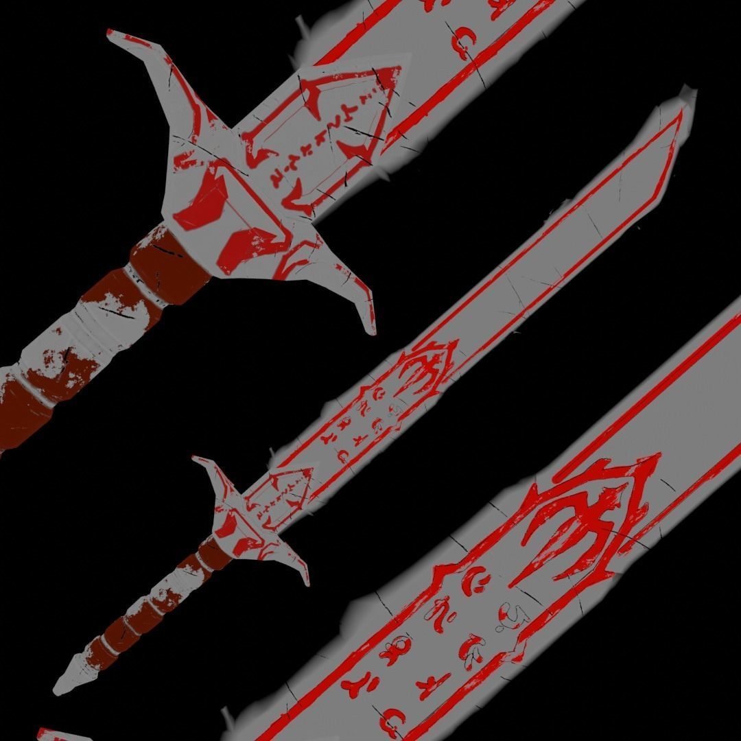 Dragon Style Sword Low-poly 3D model_7